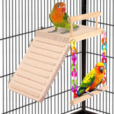Kyouki plataforma dos-niveles en jaula, descanso seguro para aves.