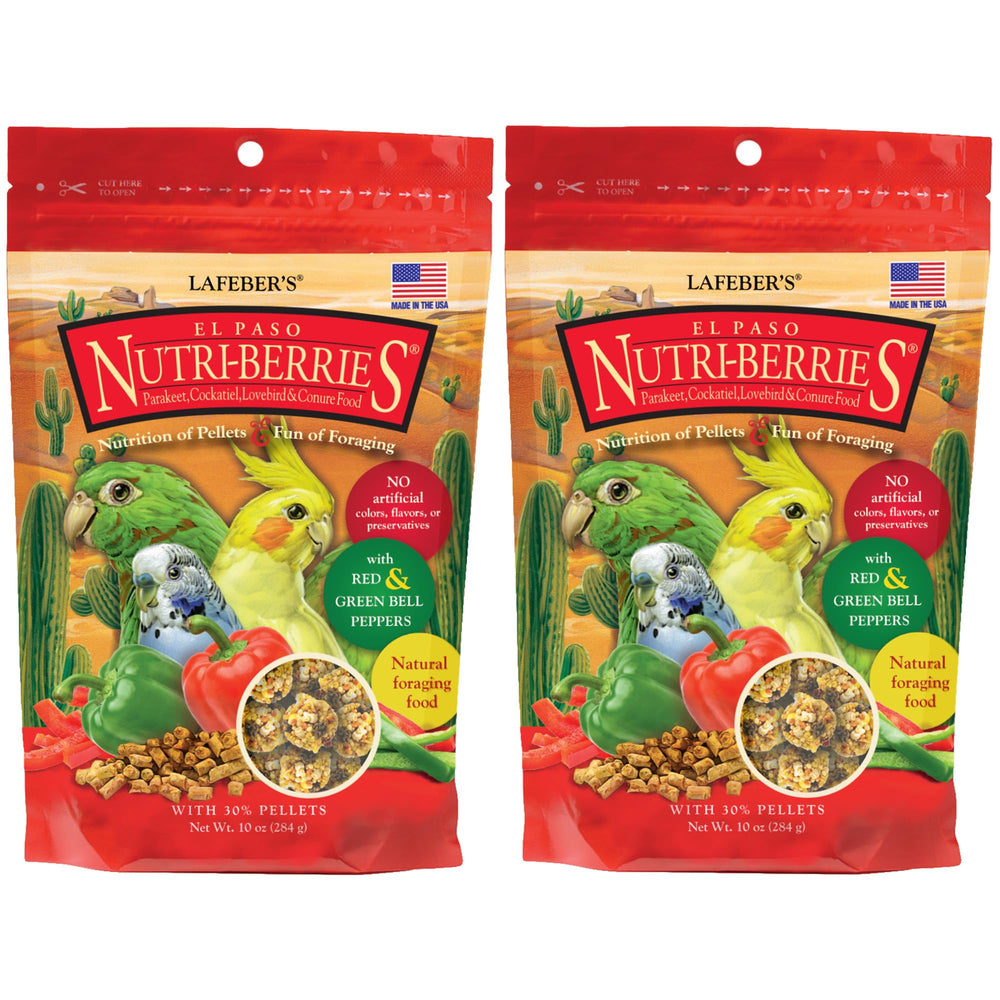 LAFEBER'S El Paso Nutri-Berries con pimientos rojos y verdes, ideal para aves pequeñas.
