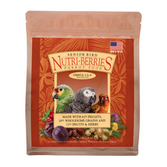 LAFEBER'S Senior Bird Nutri-Berries, envase visible, ideal para nutrición diaria de loros.