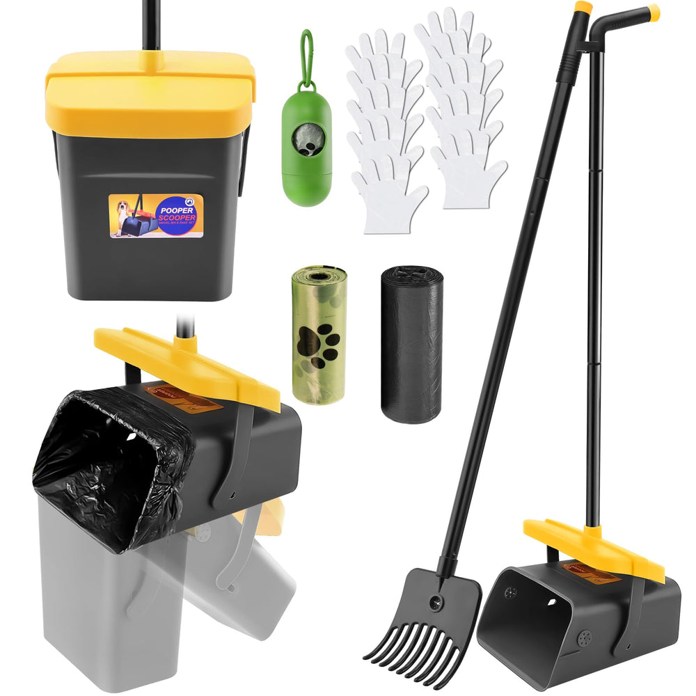 LANNEY Pooper Scooper con mango ajustable de 46 pulgadas para limpieza rápida