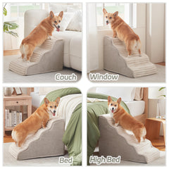Laojin Balhen escalera para perros pequeños, vista lateral para usar en el sofá.