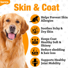 Larry Aceite de Salmón para Perros: pelaje brillante y piel sana en perros.