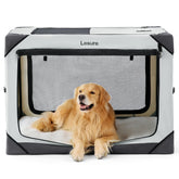 LE SURE jaula plegable para perros, vista frontal, diseño transpirable para mayor visibilidad