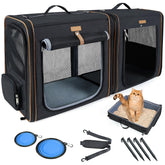Lekereise transportín para gatos dos en uno acoplado, ideal para viajes con dos felinos