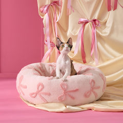 LE SURE Donut Cama Gato Rosa Taffy, felpa suave para descanso reconfortante.