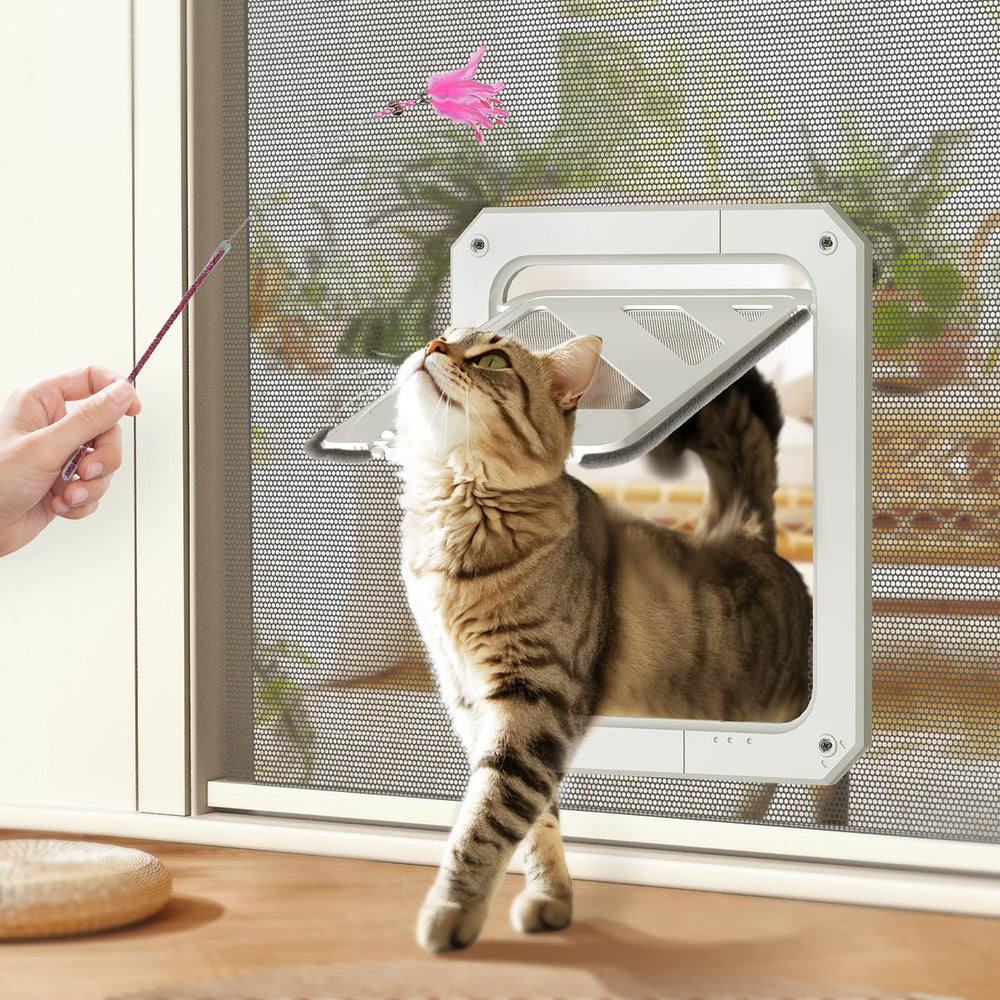 LIBBEPET puerta de gato para rejilla de pantalla facilita la entrada y salida del felino.