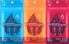 Golosinas en tubo para gatos con sabores pollo, atún y salmón para hidratar