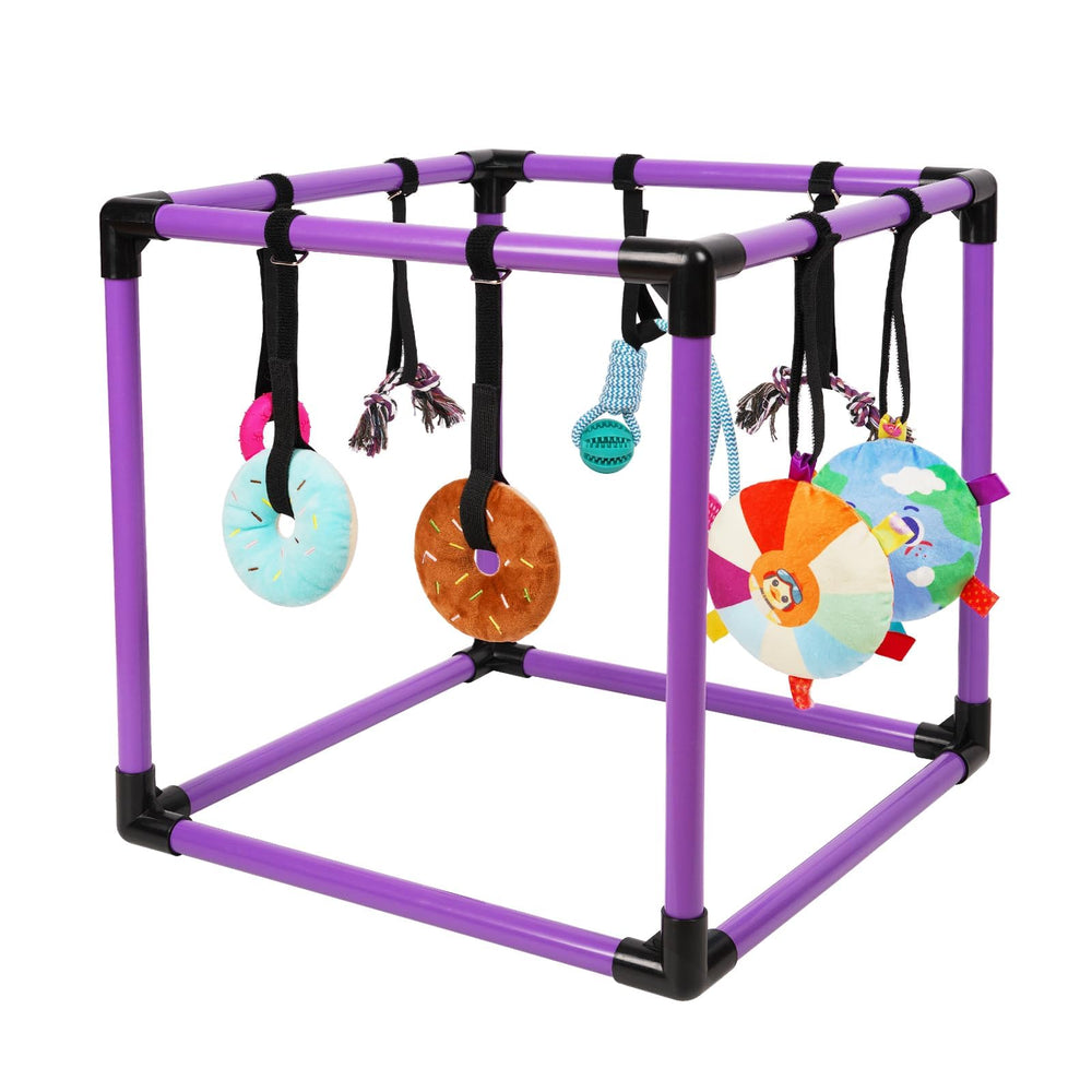 Liitrton Gimnasio para Cachorros, vista general en púrpura, perfecto para entretenimiento dentro de casa.