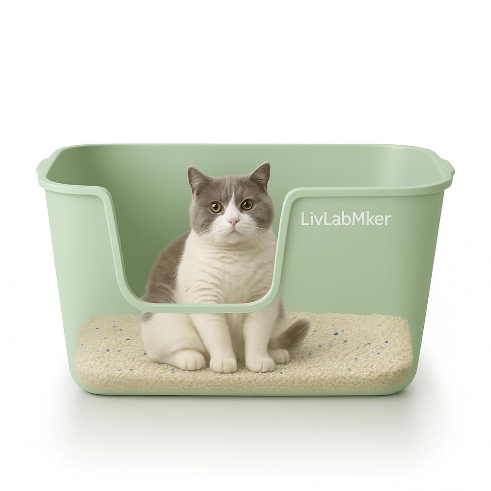 LivLab Mker caja para gatos con paredes altas evita salpicaduras y desorden