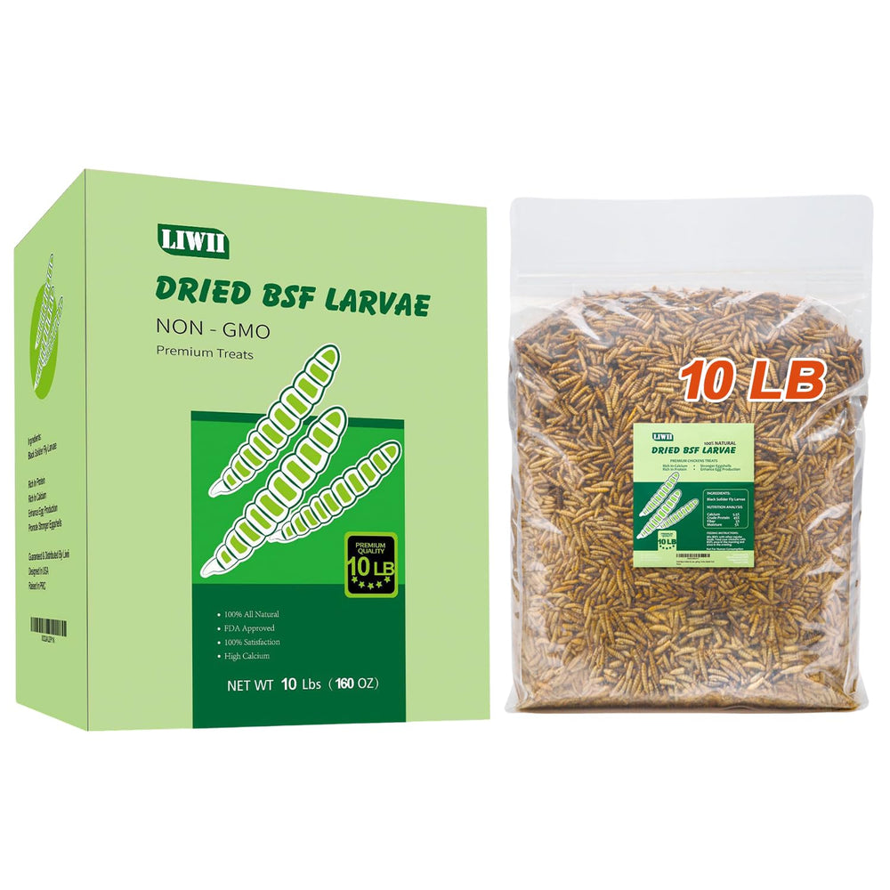 LIWII larvas mosca soldado secas 10lb, fuente de proteína para aves