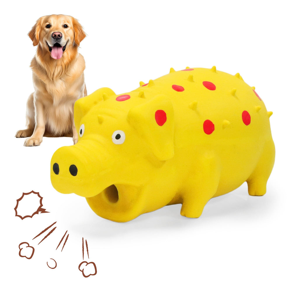 LLSPET cerdito gruñe de látex amarillo, ideal para juego activo y masticación suave.