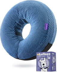 Loflaze donut collar inflable azul protege la herida y permite comer y dormir