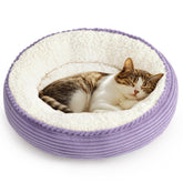 Love's cabin cama nido redonda lavanda para mascotas, confort suave para descansar.