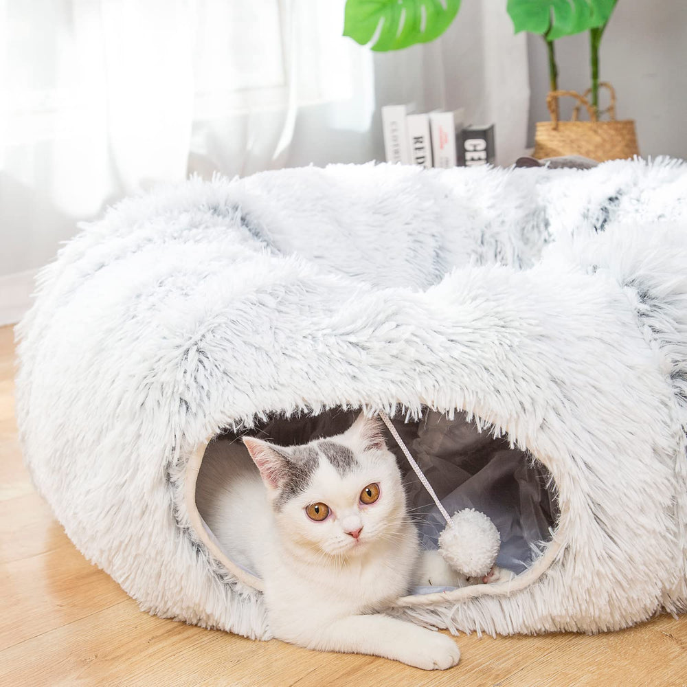LUCKITTY túnel para gato de felpa cálida, perfecto para descanso y juego