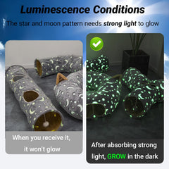 LUCKITTY tunel cama gato arbol navidad estrella: iluminación nocturna para momentos de juego.
