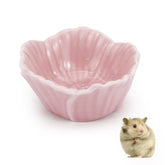 LuckyOpt tazón cerámico para hámster rosa con flor, fácil de limpiar y estable.