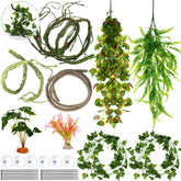LuinaBio lianas jungla para reptiles, 9 piezas para trepar y esconderse
