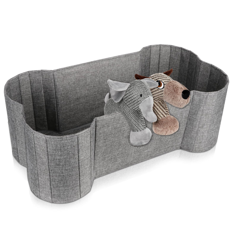 Cesto Lukeline en forma de hueso para juguetes de perro, ordena el espacio