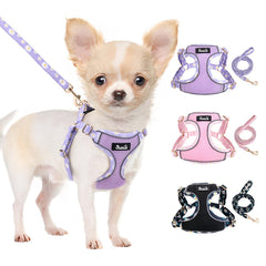 Arnés Lukovee para cachorro ultraligero morado, ideal para paseos ligeros.