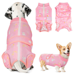 Lukovee Recovery Suit para perro con cremallera trasera facilita ponérselo y protege la herida.