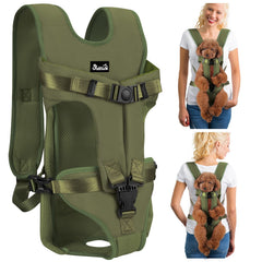 Lukovee portador frontal para perro verde 4 ofrece movimiento cómodo frente a ti