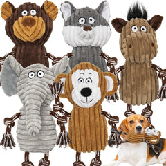 Luudoogs Juguete peluche mono: estimula juego y chirriador para perros curiosos.