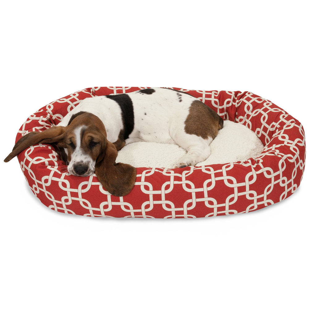 Cama redonda Majestic Pet con Sherpa 32 pulgadas, refugio cómodo para la mascota.