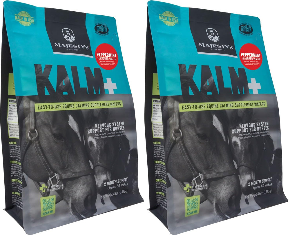 Majesty's KALM+ Wafers, paquete de galletas de menta para caballos, administración fácil.
