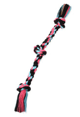 Mammoth Flossy Chews Cuerda Tira 3 Nudos, lista para juego interactivo y limpieza dental suave.