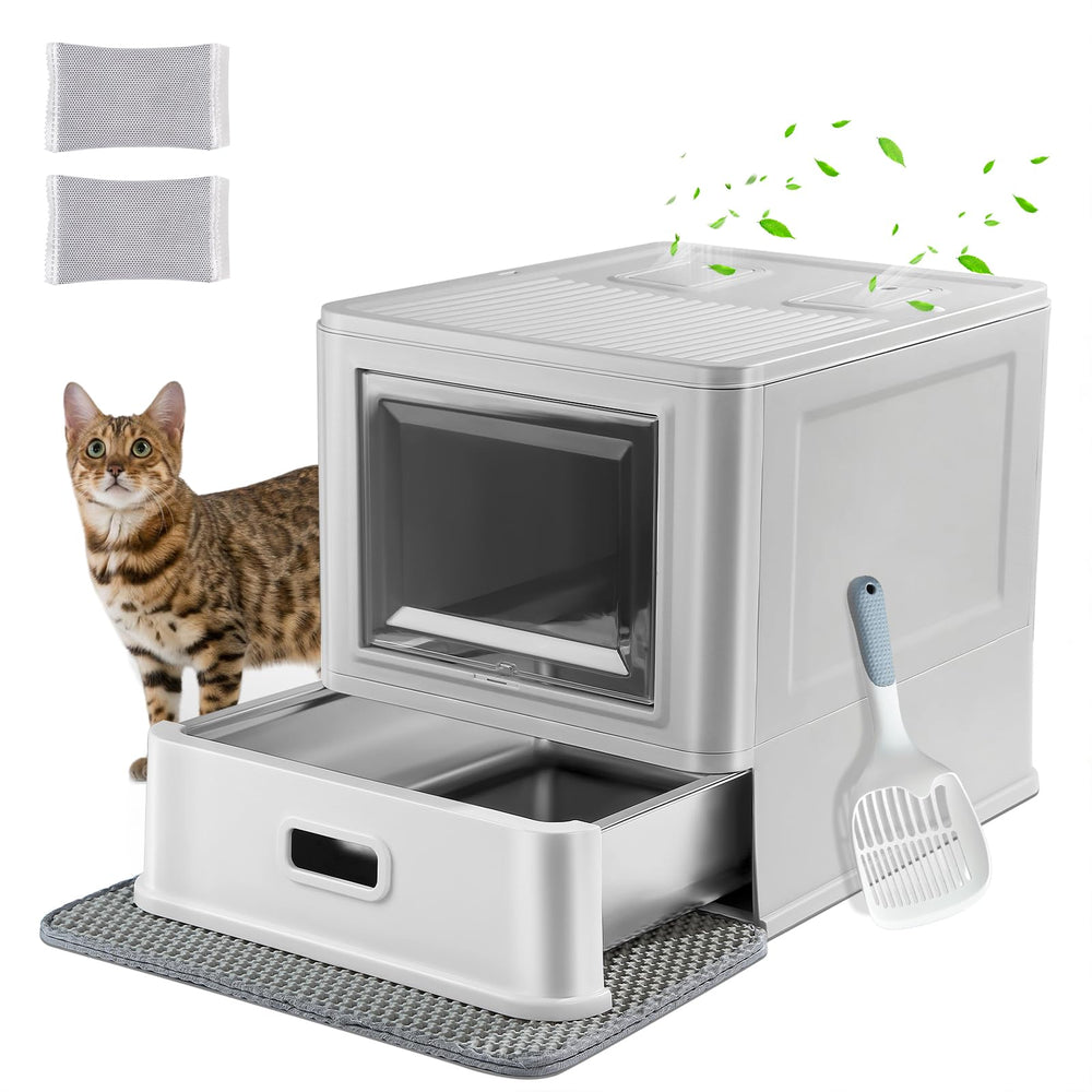 Marchul caja litter acero inoxidable con tapa y cajon deslizable para limpieza rapida