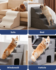 MASSFU escalera para perros, detalle tapizado, revestimiento suave y fácil de limpiar.