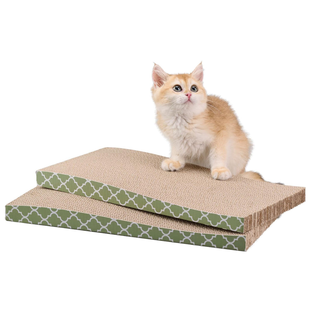 MECOOL rascador de gato en cartón ondulado reversible con menta gatuna