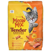Meow Mix centros tiernos frente del empaque, sabono samon y pollo para gatos.