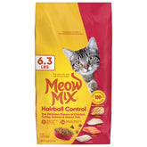 Meow Mix control de bolas de pelo, croquetas para gatos adultos, ayuda a gestionar bolas