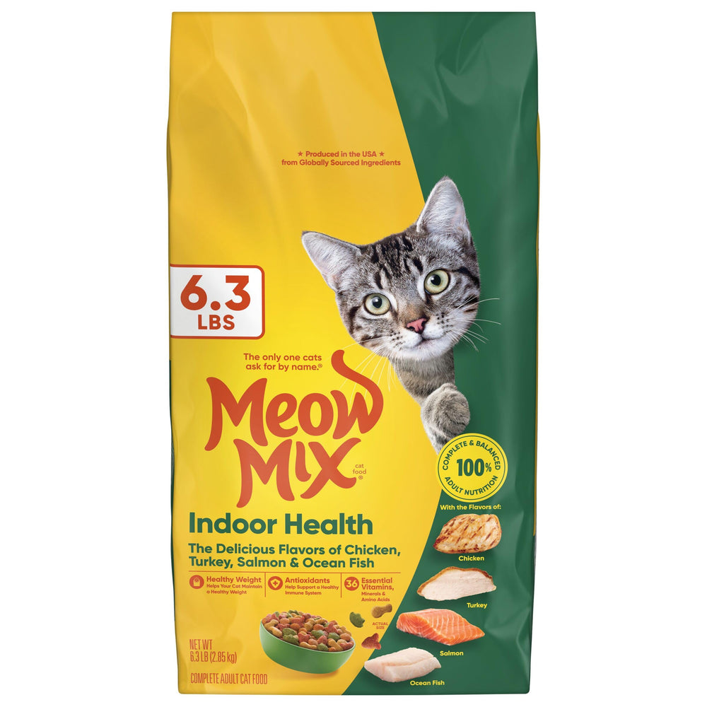 Meow Mix Indoor Health: bolsa de 6,3 libras para gatos adultos.