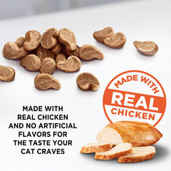 Meow Mix Irresistibles, textura suave del bocadito de pollo real.