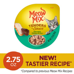 Meow Mix Tenders en Salsa, piezas de pollo e hígado en salsa sabrosa para gatos