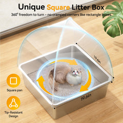 Caja cuadrada Meowant de 89 litros, ofrece amplio espacio para gatos grandes.