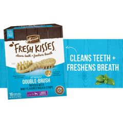 Merrick Fresh Kisses ofrece aliento fresco con menta real para perros grandes