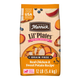 Merrick Lil’ Plates pollo real para perros pequeños, aporta proteína de alta calidad.
