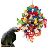 Juguete MEWTOGO para loros con bloques de madera multicolores para entretenimiento diario