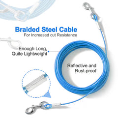Mi Metty cable de amarre para perros 50 pies, alcance amplio en jardines.