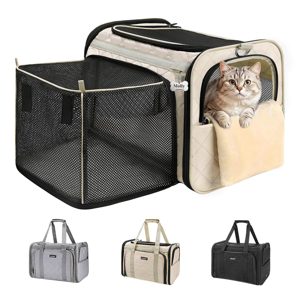 MIDOG transportín blando con ampliación cuadrada para gatos en viaje.
