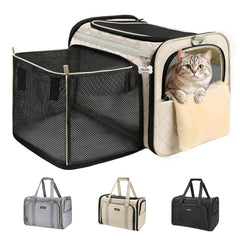 MIDOG transportín blando con ampliación cuadrada para gatos en viaje.