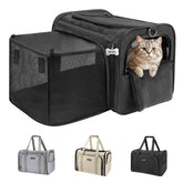 MIDOG transportín para gatos con expansión cuadrada para más espacio durante el viaje.