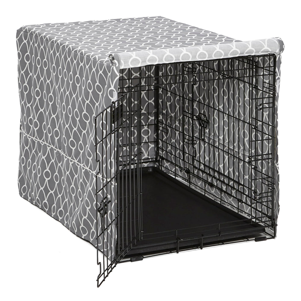 MidWest Homes for Pets funda jaula 36 pulgadas, diseño gris, fomenta privacidad y calma.