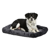 Cama para perro MidWest QuietTime gris con pelo sintético suave para descanso cómodo