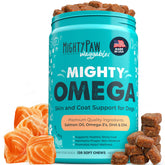 Mighty Paw Mighty Omega: empaque práctico para dosis en casa.