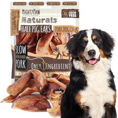 Mighty Paw orejas de cerdo a la mitad para perros, paquete de doce unidades