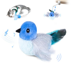 Migipaws pájaro interactivo con varilla y cuerda elástica, ideal para juego activo.
